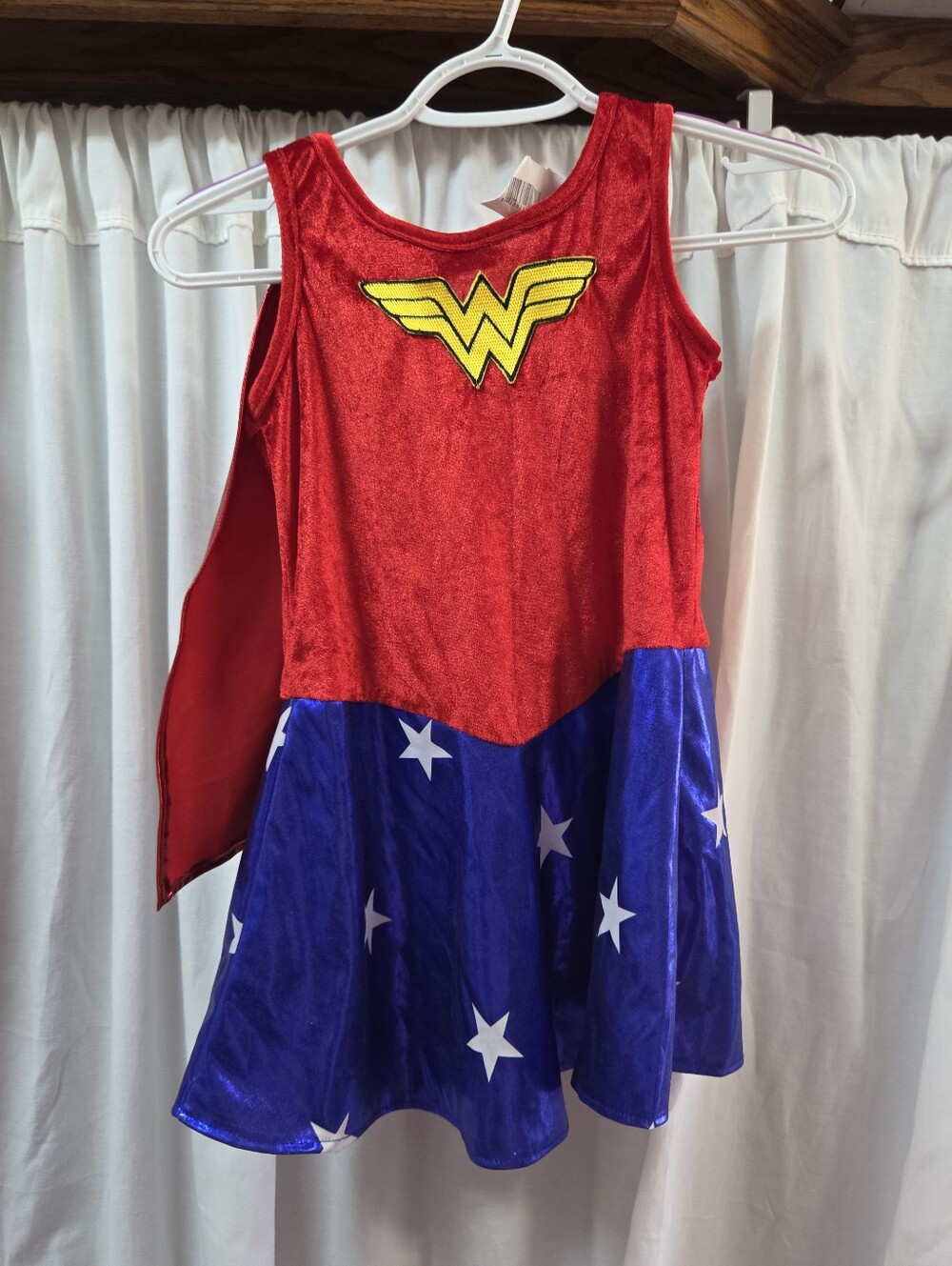 DC Girls' Red and Blue Wonder-Inspired Superhero Dress with Yellow Emblem